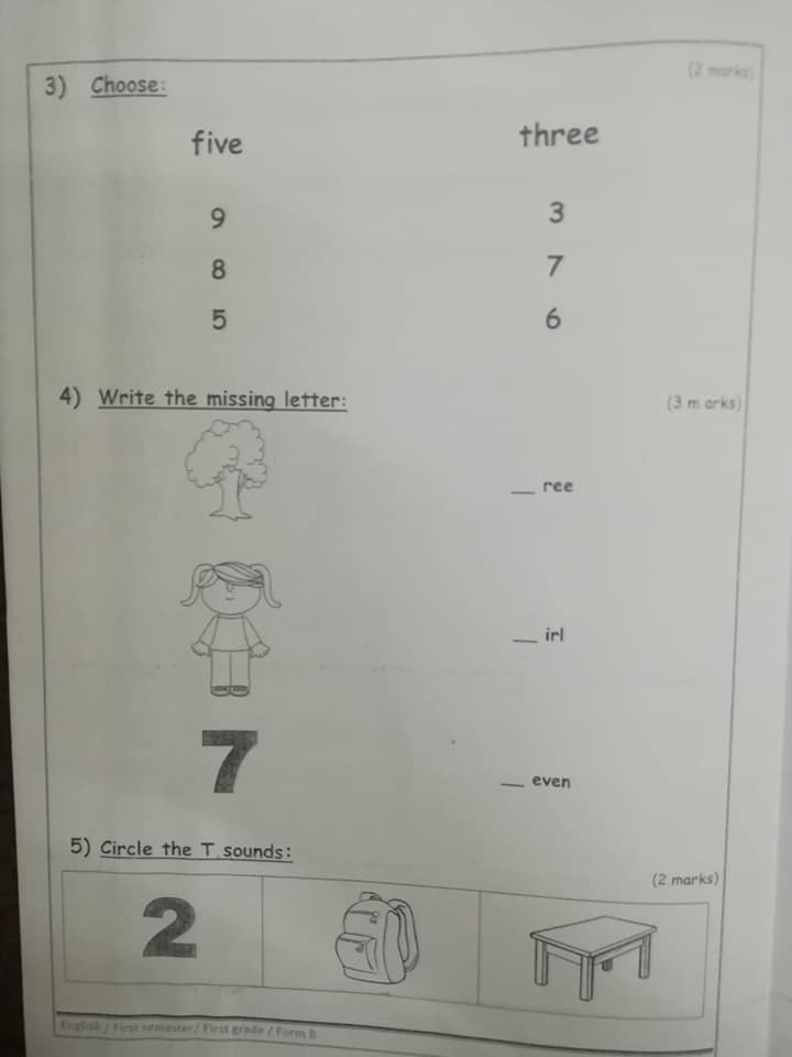 Mjc4MzU0MQ29297 نموذج B وكالة اختبار اللغة الانجليزية النهائي للصف الاول الفصل الاول 2018